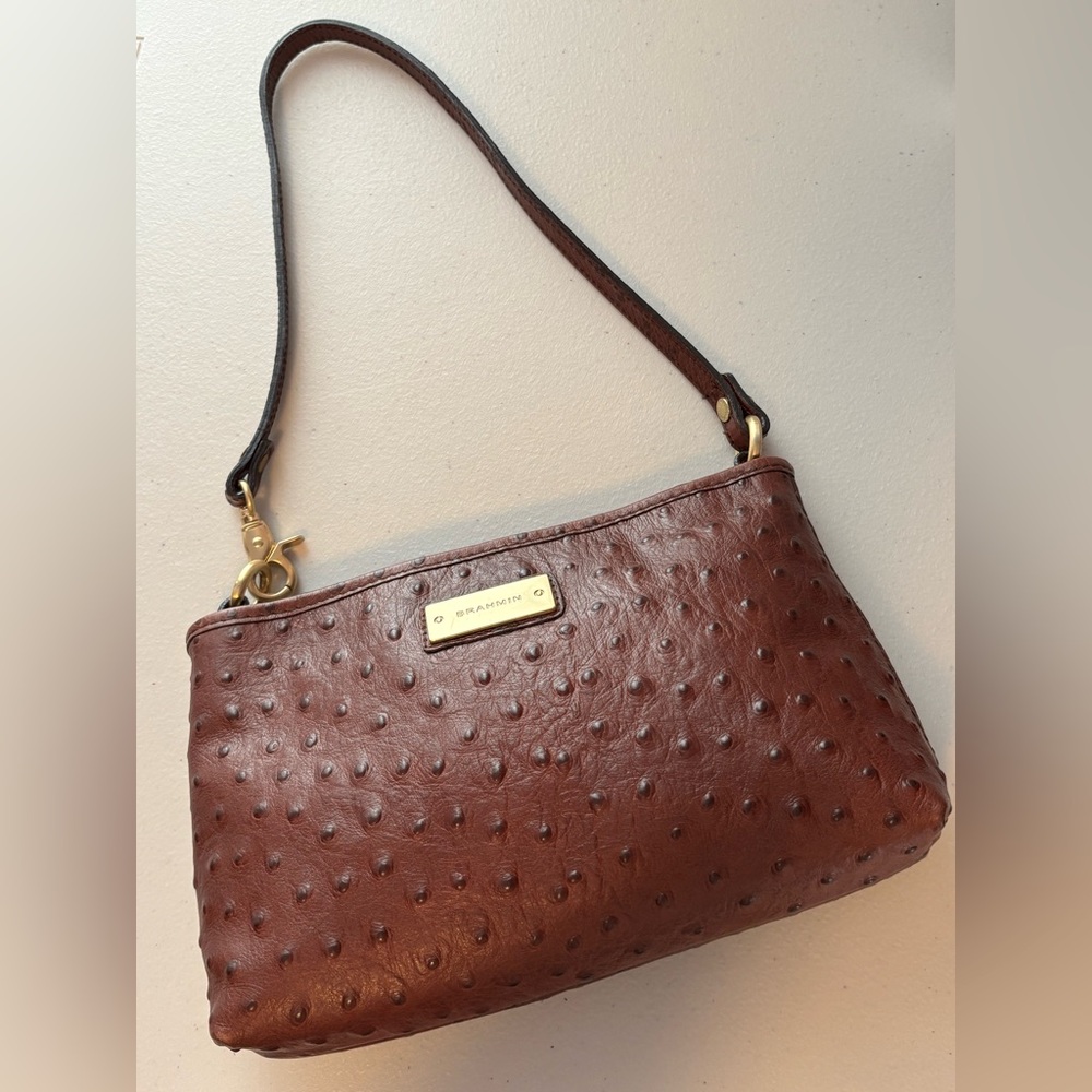 Brahmin Brown Croc-Embossed Leather Mini Shoulder Bag